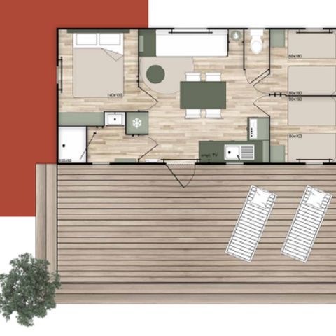 Stacaravan 6 personen - Comfort 3 slaapkamers
