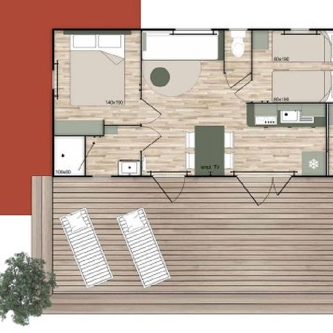 Stacaravan 4 personen - Comfort 2 slaapkamers