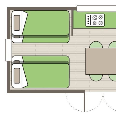 Glampingtent 6 personen - Canvas bungalow | 2 slaapkamers | 4/6 personen | Geen badkamer | Airconditioning