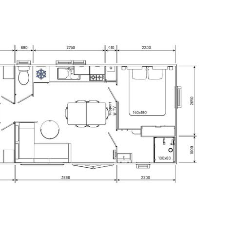 Stacaravan 6 personen - Mobile-home | Comfort | 3 Slaapkamers | 6 Pers. | Verhoogd terras | Airconditioning