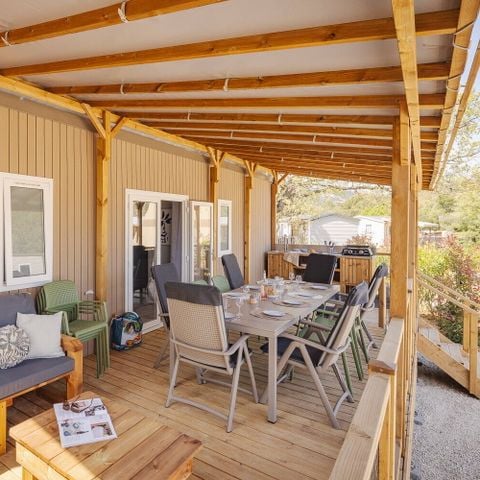 Stacaravan 8 personen - Stacaravan | Comfort | 4 Slaapkamers | 8 Pers. | Terras Lounge | Buitenkeuken