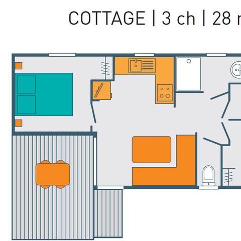 Stacaravan 6 personen - COTTAGE PREMIUM - Les Pins | 6 pers.