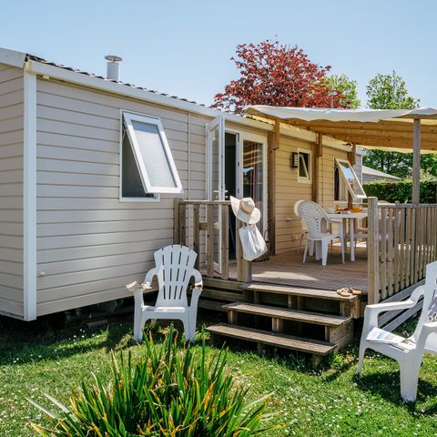 Stacaravan 6 personen - Comfort | 3 Slaapkamers | 6 Pers | Verhoogd terras | Airconditioning | TV