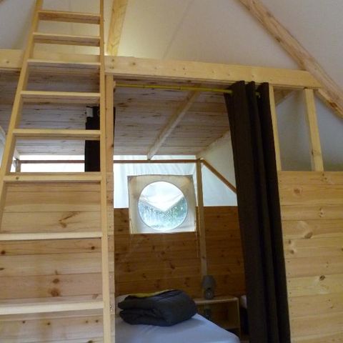 Tent van canvas en hout 6 personen - HOUTEN TRAPPER Zonder sanitair