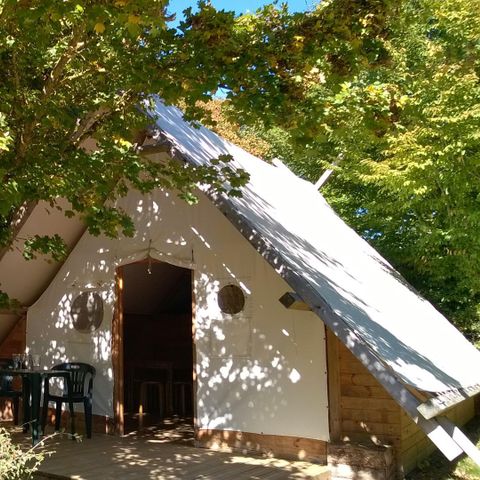 Tent van canvas en hout 6 personen - HOUTEN TRAPPER Zonder sanitair