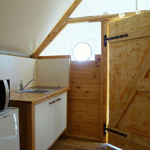 Tent van canvas en hout 6 personen - HOUTEN TRAPPER Zonder sanitair
