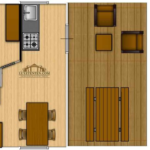 Tent van canvas en hout 4 personen - LODGE SAFARI WOODY