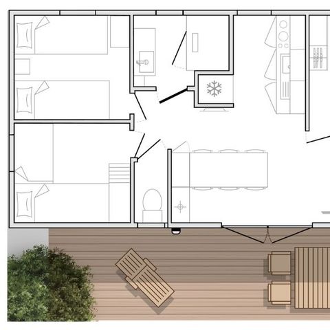 Stacaravan 6 personen - Mahana 6 personen 3 kamers 33m² - Mahana