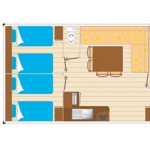 Stacaravan 8 personen - Vrije tijd 3 slaapkamers 30m²