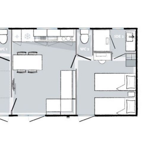 Stacaravan 6 personen - Premium 2 slaapkamers 2 badkamers 33m² (33m²)