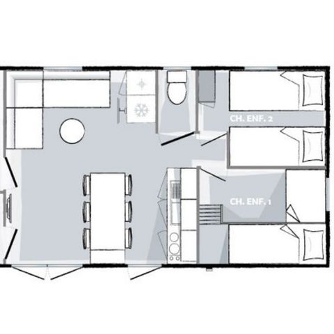 Stacaravan 6 personen - Premium 3 slaapkamers 33m²