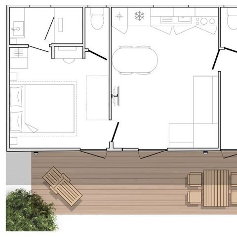 Stacaravan 6 personen - Mahana 2 slaapkamers 2 badkamers 33m