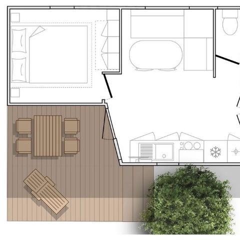 Stacaravan 6 personen - Mahana 2 kamers 28m² (28m²)