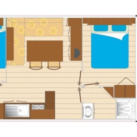 Stacaravan 6 personen - 2 slaapkamers 4/6 badkamers Half overdekt terras TV zonder airconditioning