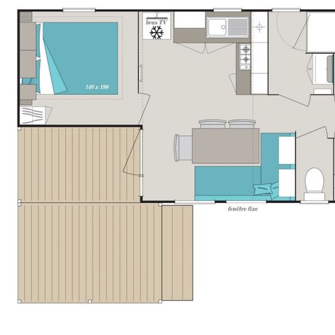 Stacaravan 6 personen - Stacaravan Loisir+ 6 personen 3 kamers 30m² - stacaravan voor 6 personen