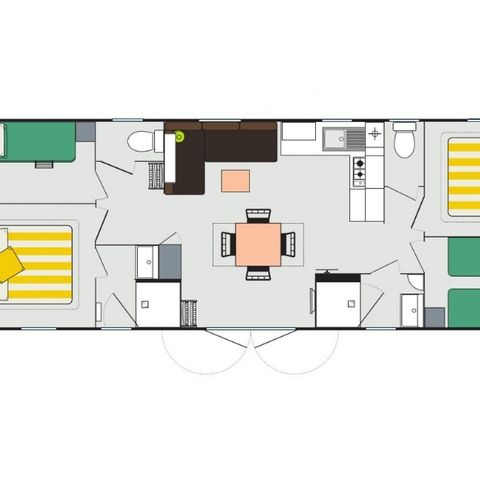 Stacaravan 8 personen - Stacaravan Confort+ 8 personen 4 slaapkamers 2 badkamers