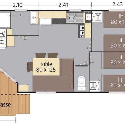 Stacaravan 6 personen - Ciela Confort Compact - 3 slaapkamers