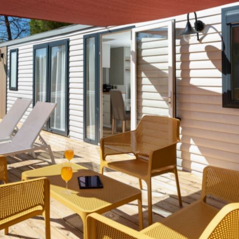 Stacaravan 6 personen - LUXE Master Zen + Airconditioning + TV + 2 badkamers