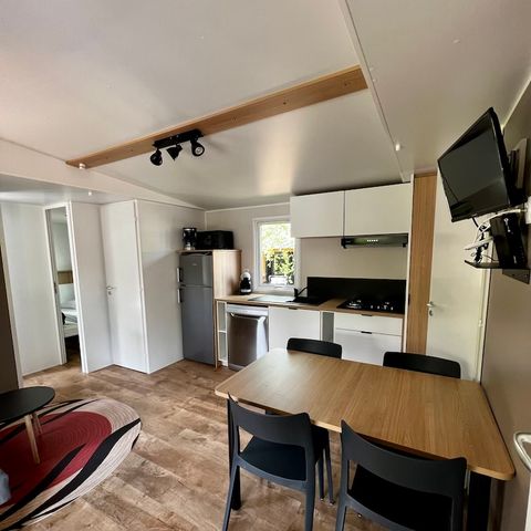 Stacaravan 6 personen - Green HomeFlower Premium 35m² (3bed - 6pers.) + halfoverdekt terras + TV + LV