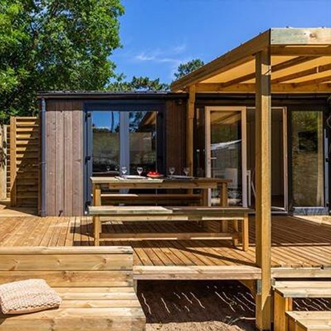 Stacaravan 6 personen - Stacaravan | Premium Exclusive | 3 slaapkamers | 6 pers | Verhoogd terras | Tropische douche | Airconditioning | TV
