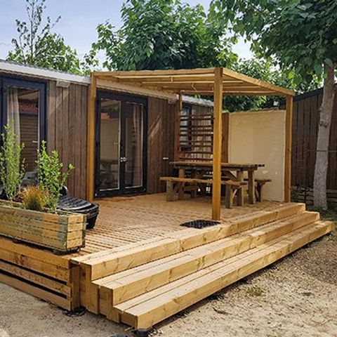 Stacaravan 6 personen - Premium | 3 slaapkamers | 6 pers. | Terras Lounge | Air-con.