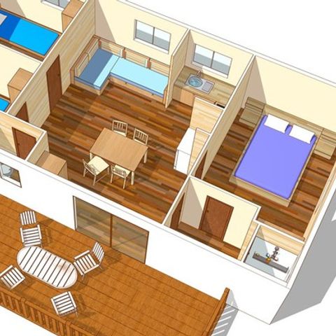 Stacaravan 6 personen - VILLA 3 Slaapkamers
