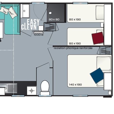 Stacaravan 4 personen - Home Amour Blanc 2ch (Klassiek assortiment)