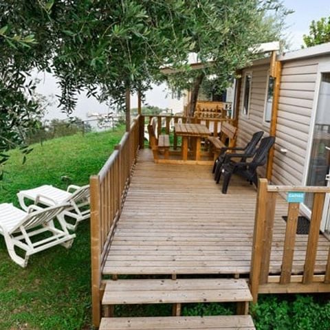 Stacaravan 4 personen - Mobile-home | Comfort | 2 Slaapkamers | 4 Pers. | Verhoogd terras | Airconditioning.