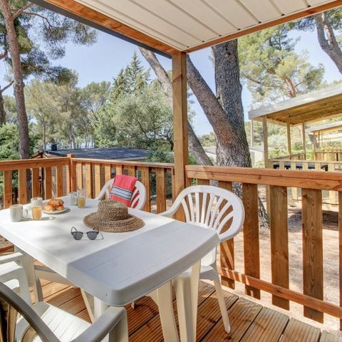 Stacaravan 4 personen - Mobile-home | Comfort | 2 Slaapkamers | 4 Pers. | Verhoogd terras | 1 Badkamer | Air-con.
