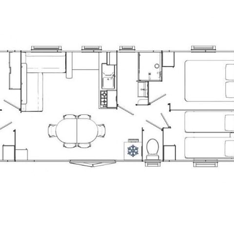 Stacaravan 8 personen - Comfort 8 personen 4 slaapkamers 40m².