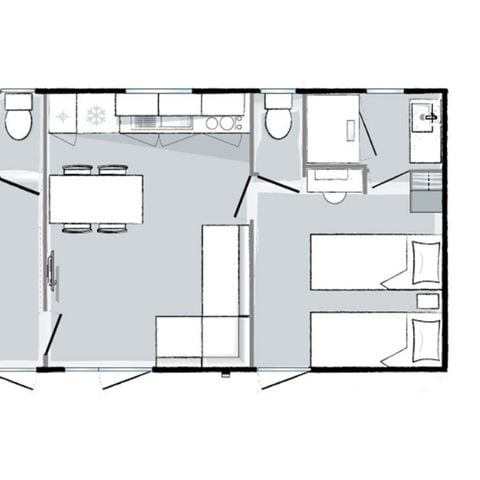 Stacaravan 6 personen - Premium voor 6 personen 2 slaapkamers 2 badkamers 33m² oppervlakte
