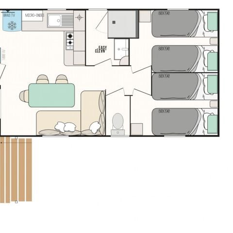 Stacaravan 6 personen -  Loisir+ 6 slaapplaatsen 3 kamers 30m² (30m²)