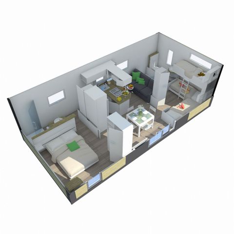 Stacaravan 5 personen - PREMIUM TAOS 2bed 5 pers met airconditioning
