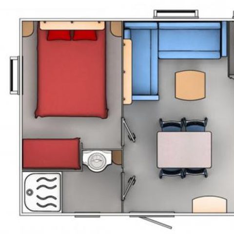 Stacaravan 6 personen - 2 slaapkamers - TV + Airconditioning