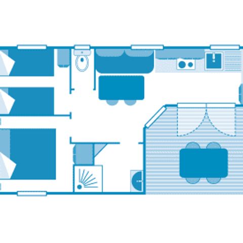 Stacaravan 4 personen - Vakantiehuis Argousier 4p 2ch ***