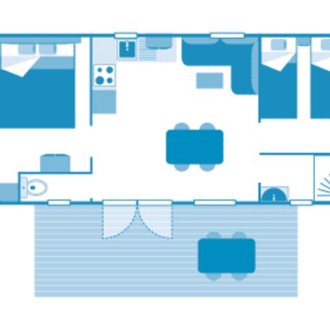 Stacaravan 4 personen - Vakantiehuis Alizé 4p 2ch ***
