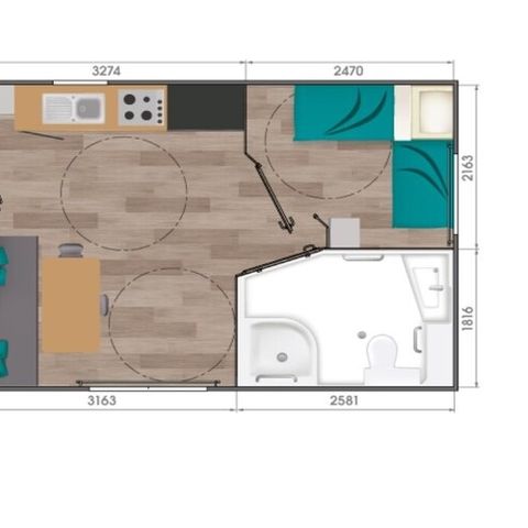 Stacaravan 4 personen - Confort + 2 slaapkamers 4 personen PRM zaterdag