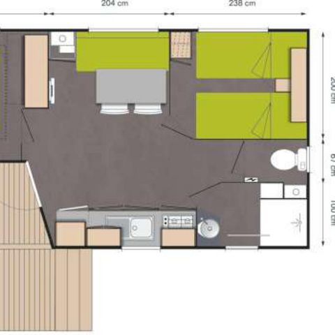 Stacaravan 4 personen - Klassiek 2 slaapkamers Loggia Zondag