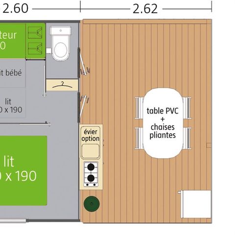 Chalet 5 personen - Tithome 19m² (zonder badkamer)