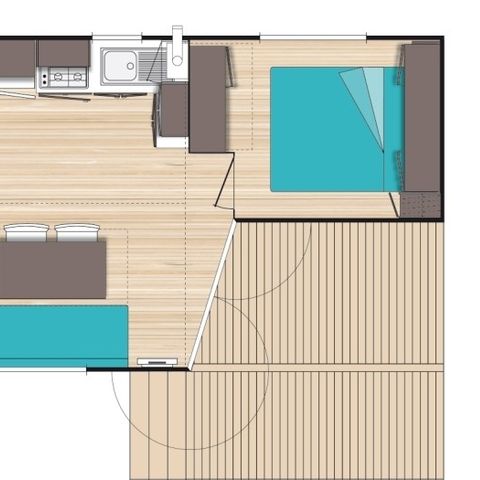 Stacaravan 4 personen - Classic XL | 2 slaapkamers | 4 pers. | Eenpersoons terras | Airconditioning | TV