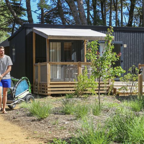 Stacaravan 6 personen - Premium 34m² (3 kamers - 6 pers.) + overdekt terras + TV + Bedlinnenpakket + CLIM