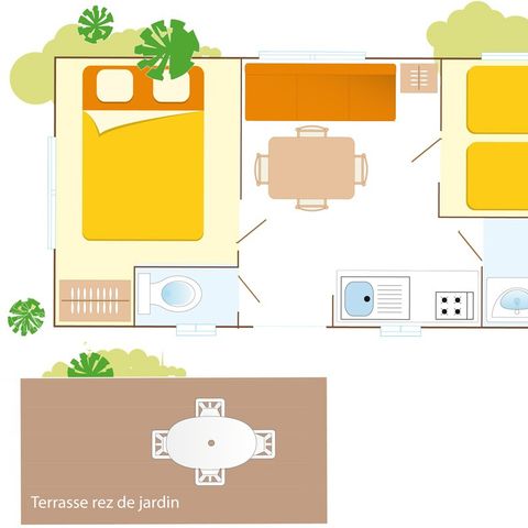 Stacaravan 4 personen - Klassiek XL | 2 slaapkamers | 4 pers. | Single terras