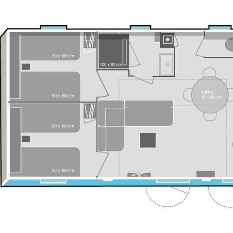 Stacaravan 6 personen - Cottage Prestige 3 Slaapkamers