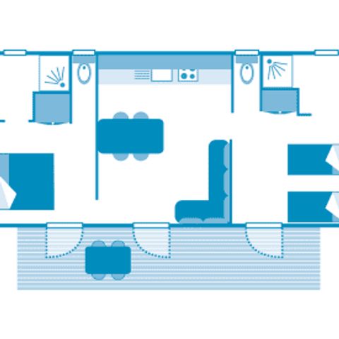 Stacaravan 4 personen - Vakantiehuis Cheverny 4p 2bed 2bad Premium
