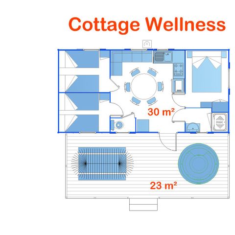 Stacaravan 6 personen - Cottage Wellness