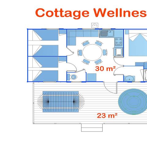 Stacaravan 6 personen - Cottage Wellness