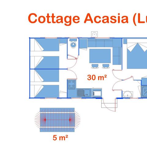 Stacaravan 6 personen - Cottage Lux