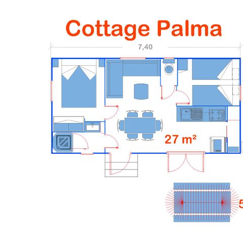 Stacaravan 6 personen - Standaard Cottage