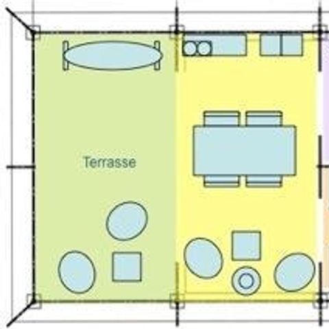 Safaritent 4 personen - Freeflower CONFORT 37m² (2 kamers) met overdekt terras 13m².
