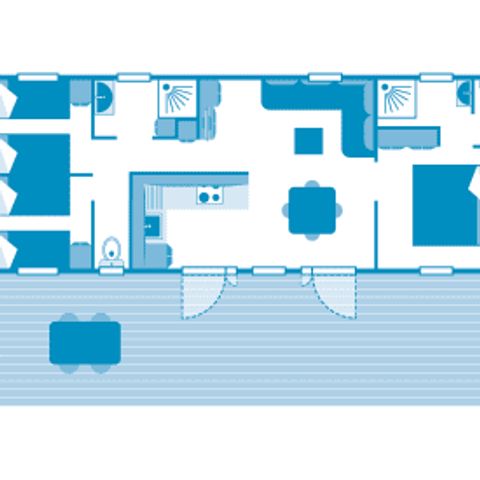 Stacaravan 6 personen - Cottage Naiade 6p 3ch 2Sdb Premium
